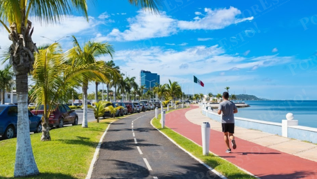 ¿Cuánto mide el malecón de Campeche y cuánto tardarías en recorrerlo a pie o trotando?