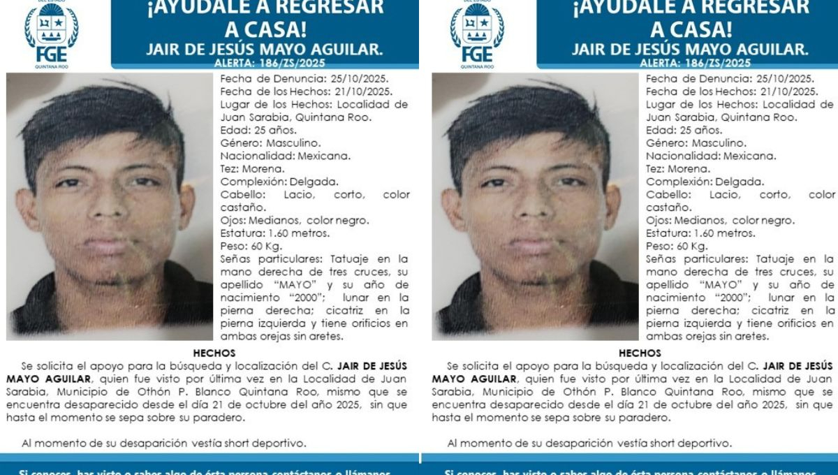 FGE activa ficha de búsqueda de uno de los desaparecidos en Juan Sarabia