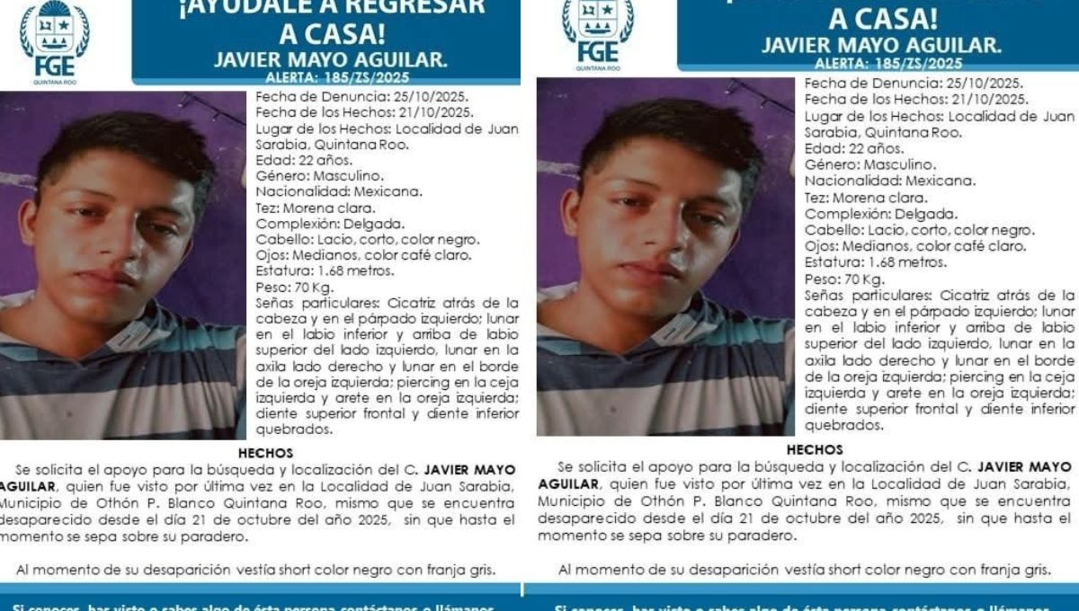 Activa la Fiscalía General del Estado búsqueda de Javier Mayor Aguilar, uno de los desaparecidos en Juan Sarabia