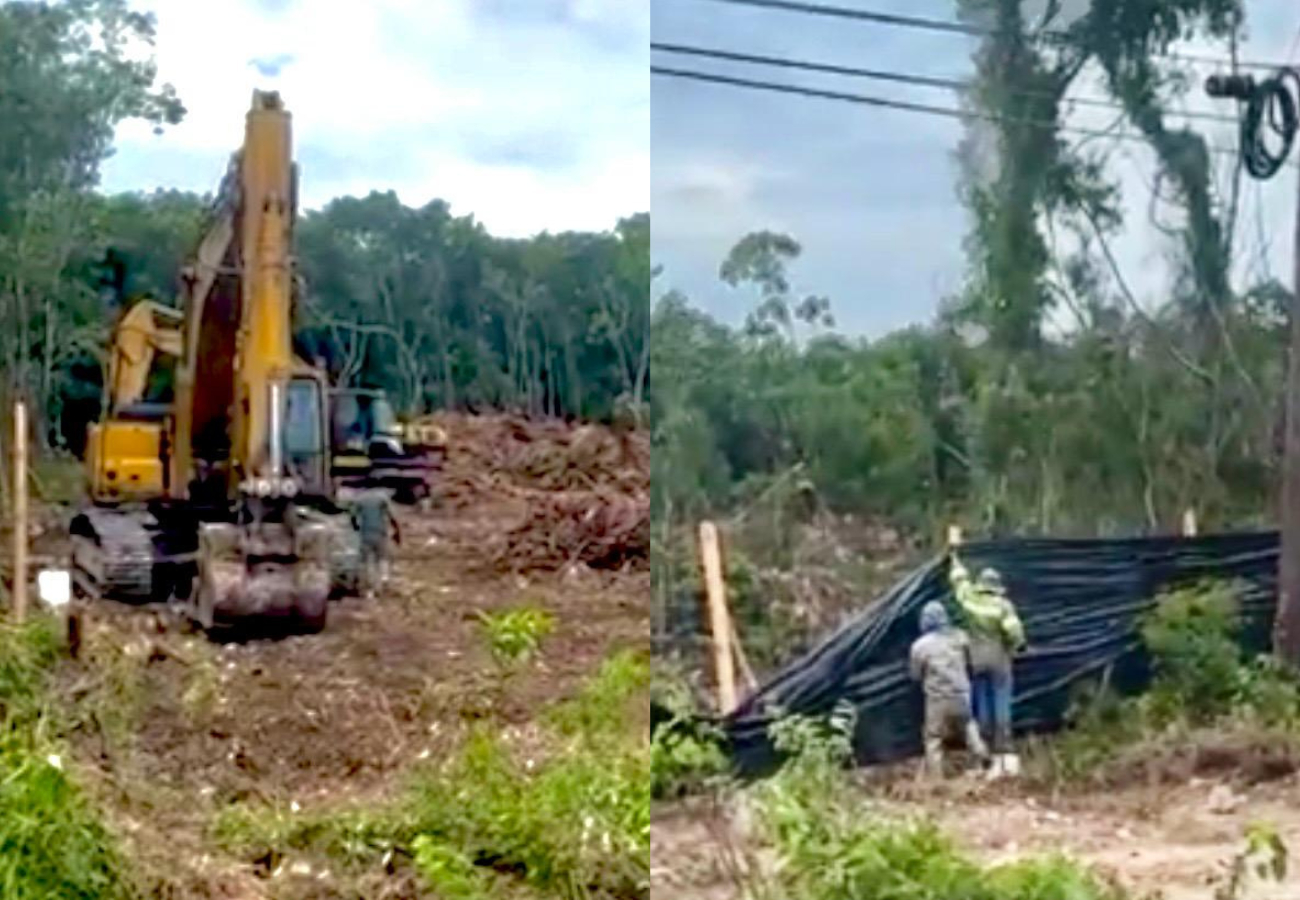 Elementos de la GN se presentan en la escena y solicitaron a los trabajadores detener los trabajos al no enseñar los permisos