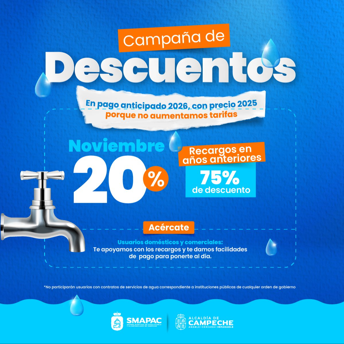Usuarios con adeudos pueden obtener hasta 75% de descuento en recargos.