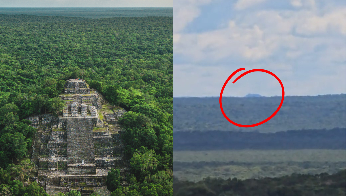 Un video grabado desde lo alto de la pirámide de Calakmul muestra lo que usuarios aseguran es la pirámide La Danta, en Guatemala