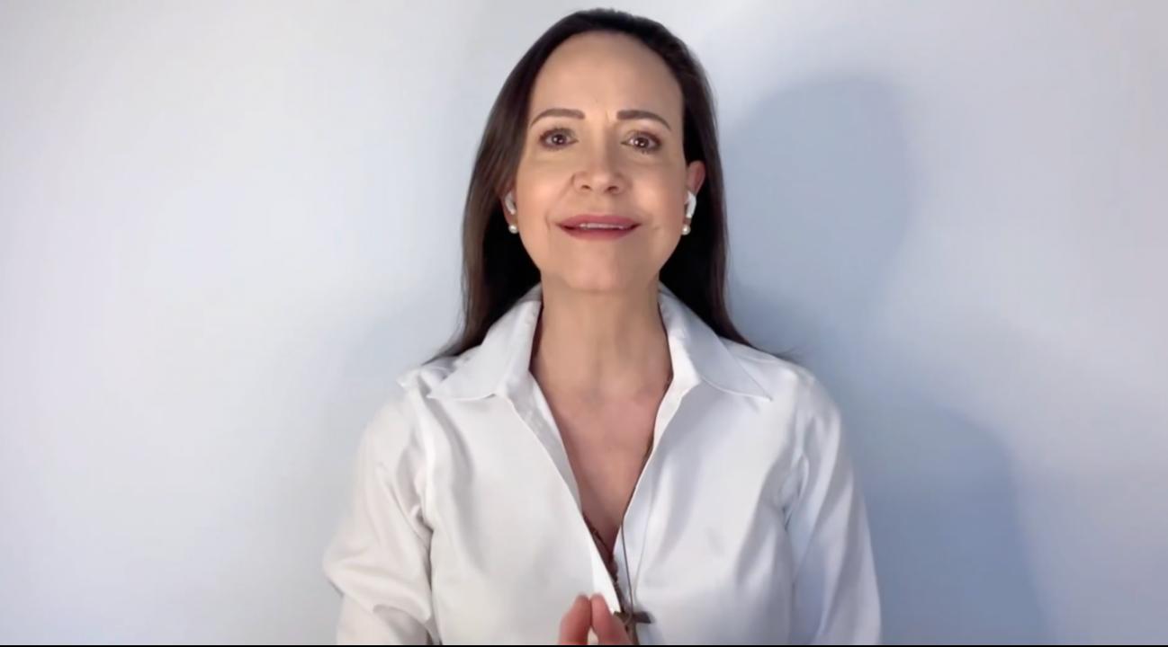 La opositora venezolana y Premio Nobel de la Paz hizo su aparición en Oslo, Noruega.