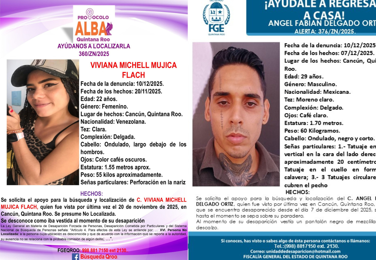 La mujer extranjera fue vista por última vez en el mes de noviembre y el joven en diciembre