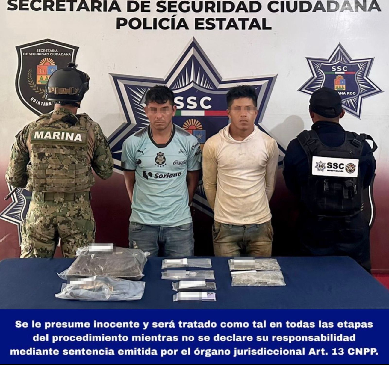 Los detenidos con drogas fueron presentados ante las autoridades.