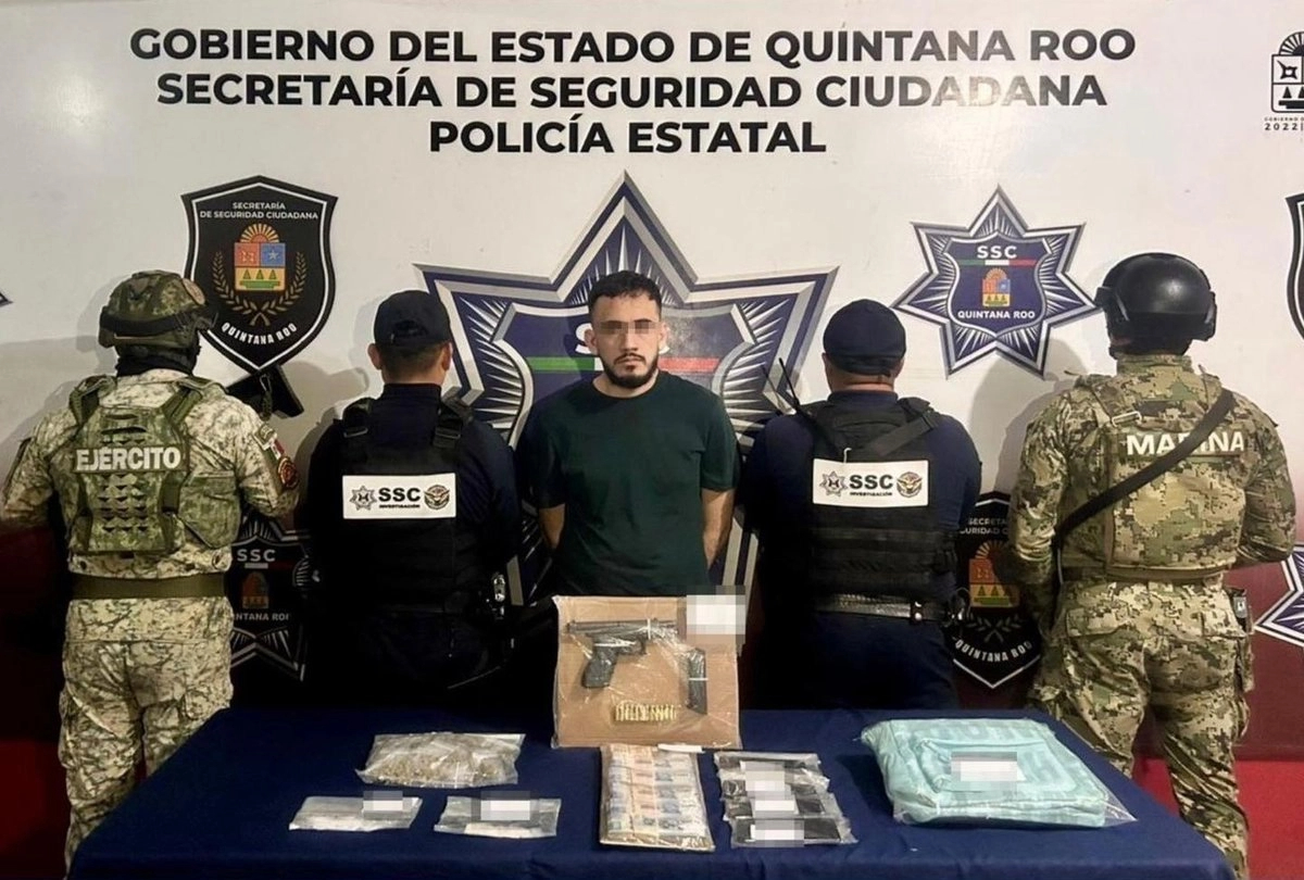 Elementos de la Policía Estatal detuvieron a Emilio Alejandro “N” en Cancún.
