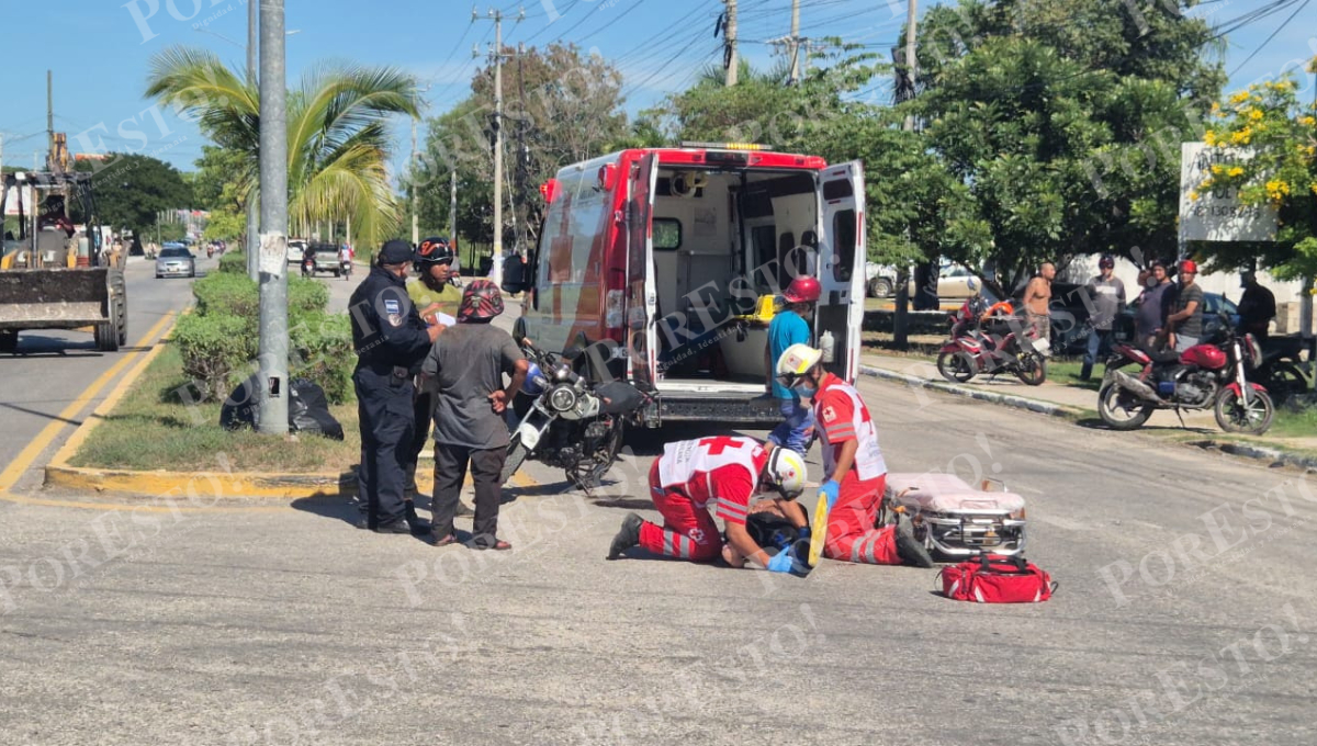 Un motociclista resultó lesionado tras una colisión entre dos motos en la avenida Colosio, en Champotón.