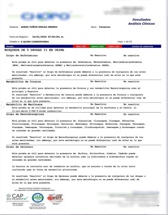 Prueba toxicologica Prueba toxicologica
