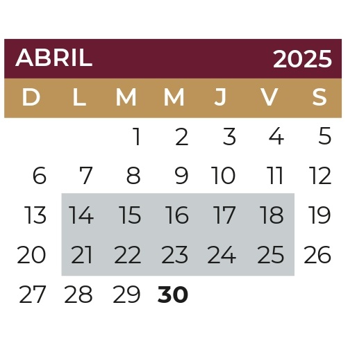 Las vacaciones serán del lunes 14 de abril al viernes 25 de abril de 2025 Las vacaciones serán del lunes 14 de abril al viernes 25 de abril de 2025