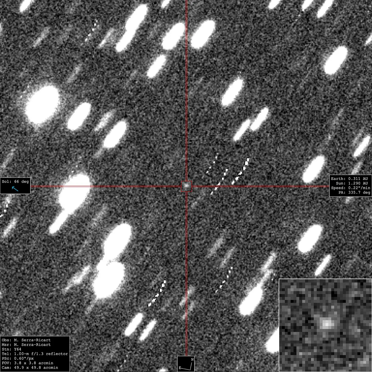 Imagen captada del asteroide 2024 YR4 Imagen captada del asteroide 2024 YR4