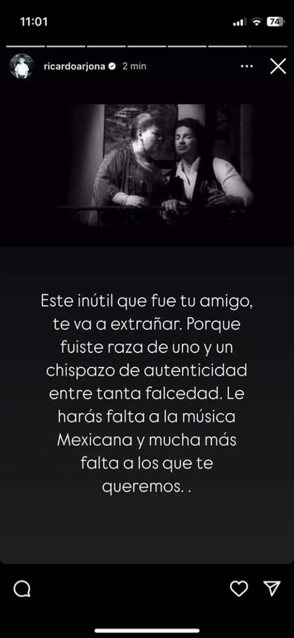 El mensaje de Arjona en redes sociales El mensaje de Arjona en redes sociales