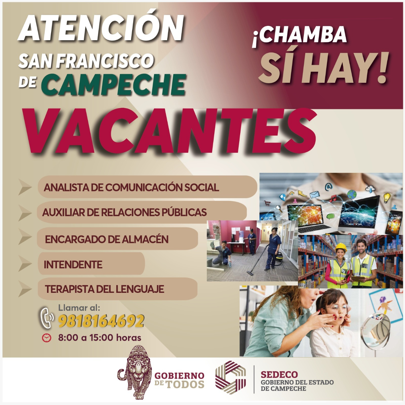 En San Francisco de Campeche, las oportunidades laborales están en áreas de comunicación, relaciones públicas, almacenamiento y servicios En San Francisco de Campeche, las oportunidades laborales están en áreas de comunicación, relaciones públicas, almacenamiento y servicios