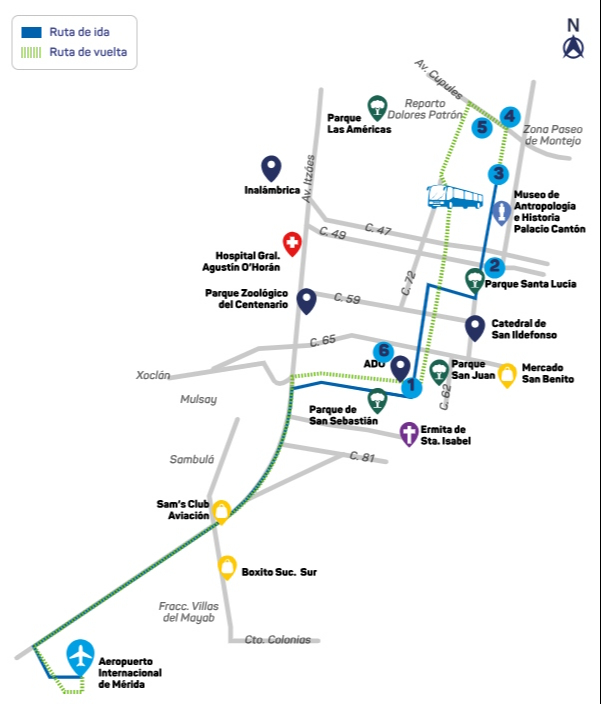 El recorrido completo de la ruta Aeropuerto del Va y Ven El recorrido completo de la ruta Aeropuerto del Va y Ven