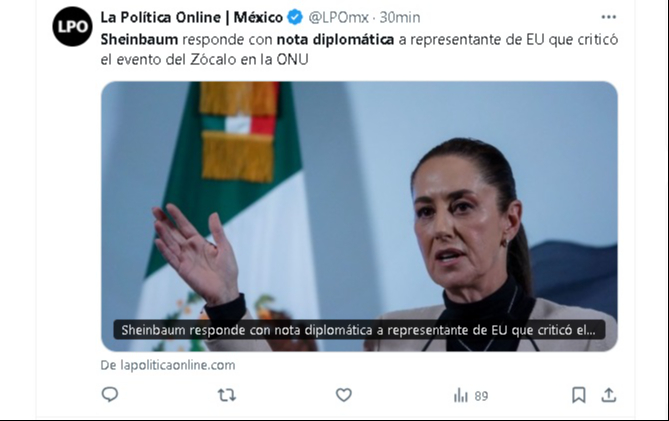 El envío de la nota diplomática refuerza la postura del Gobierno de México en la defensa de su soberanía El envío de la nota diplomática refuerza la postura del Gobierno de México en la defensa de su soberanía