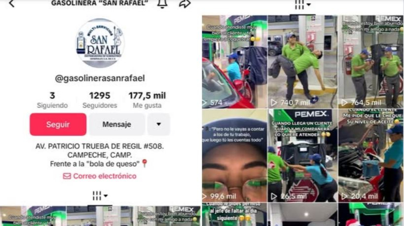 Trabajadores de  gasolinera en Campeche conquistan redes sociales con sus divertidos videos 