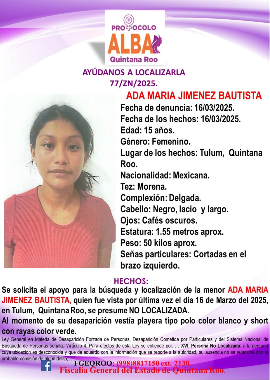 La joven adolescente fue vista por última vez el 16 de marzo. La joven adolescente fue vista por última vez el 16 de marzo.