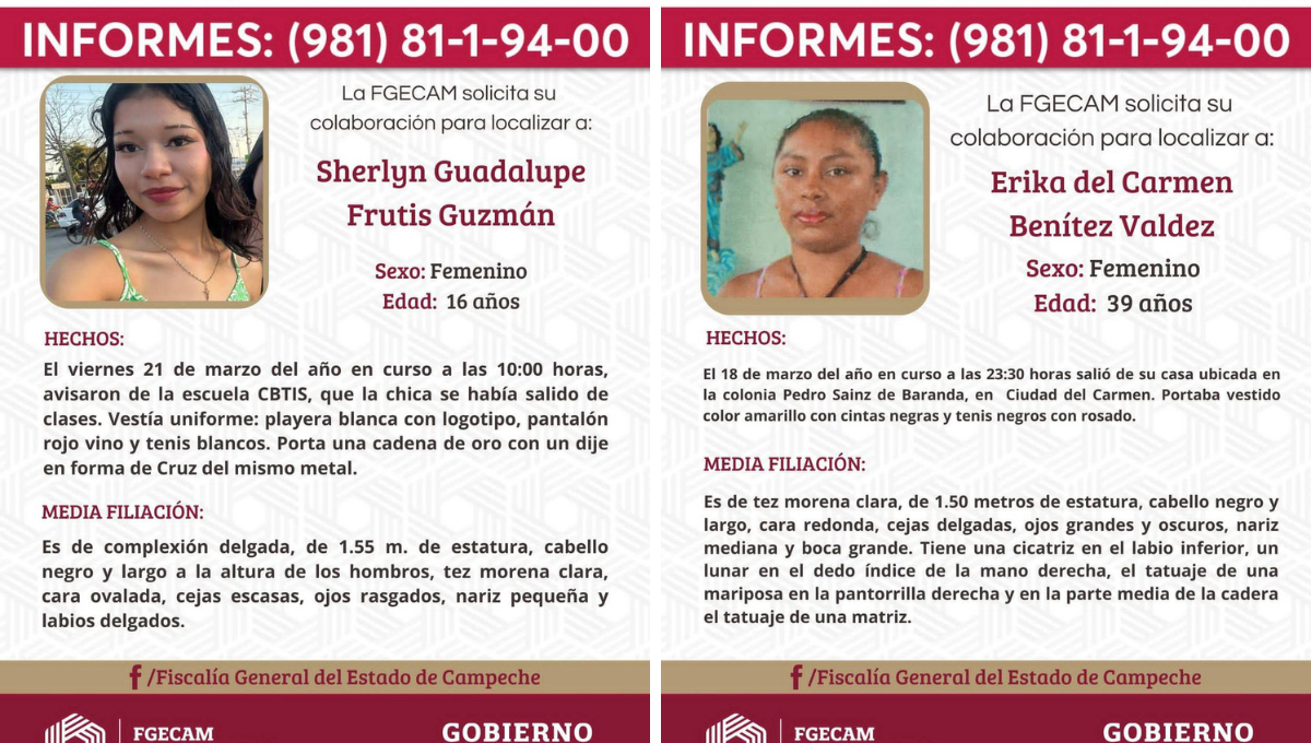 Menor de 16 y mujer de 39 años no localizadas Menor de 16 y mujer de 39 años no localizadas