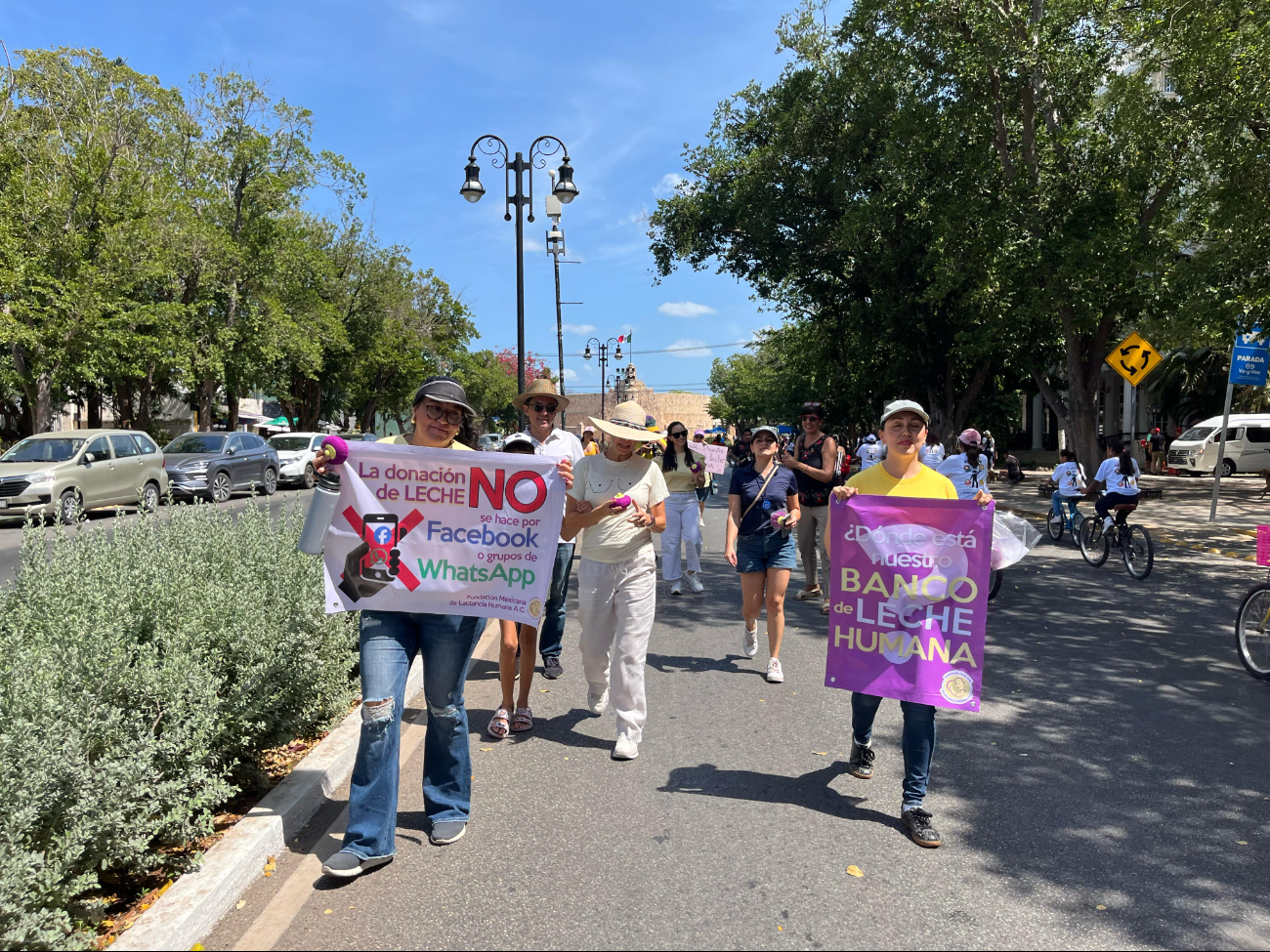 Integrantes de la Fundación Mexicana de Lactancia Humana encabezaron la marcha