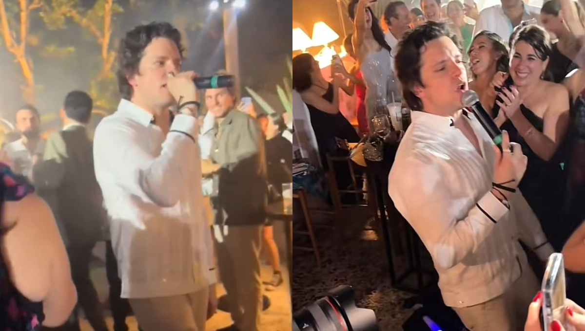 Lasso interpretó sus canciones a la pareja recién casada en Yucatán