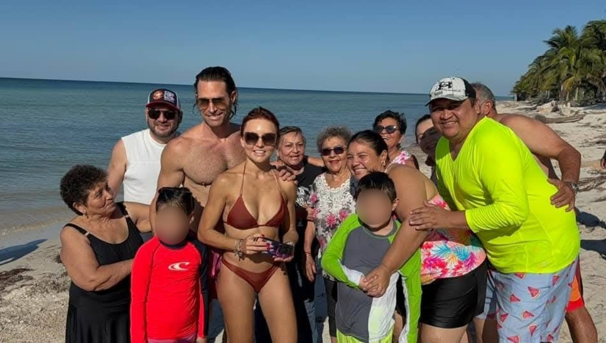 La familia yucateca se tomó fotografías con Sebastián Rulli y Angelique Boyer
