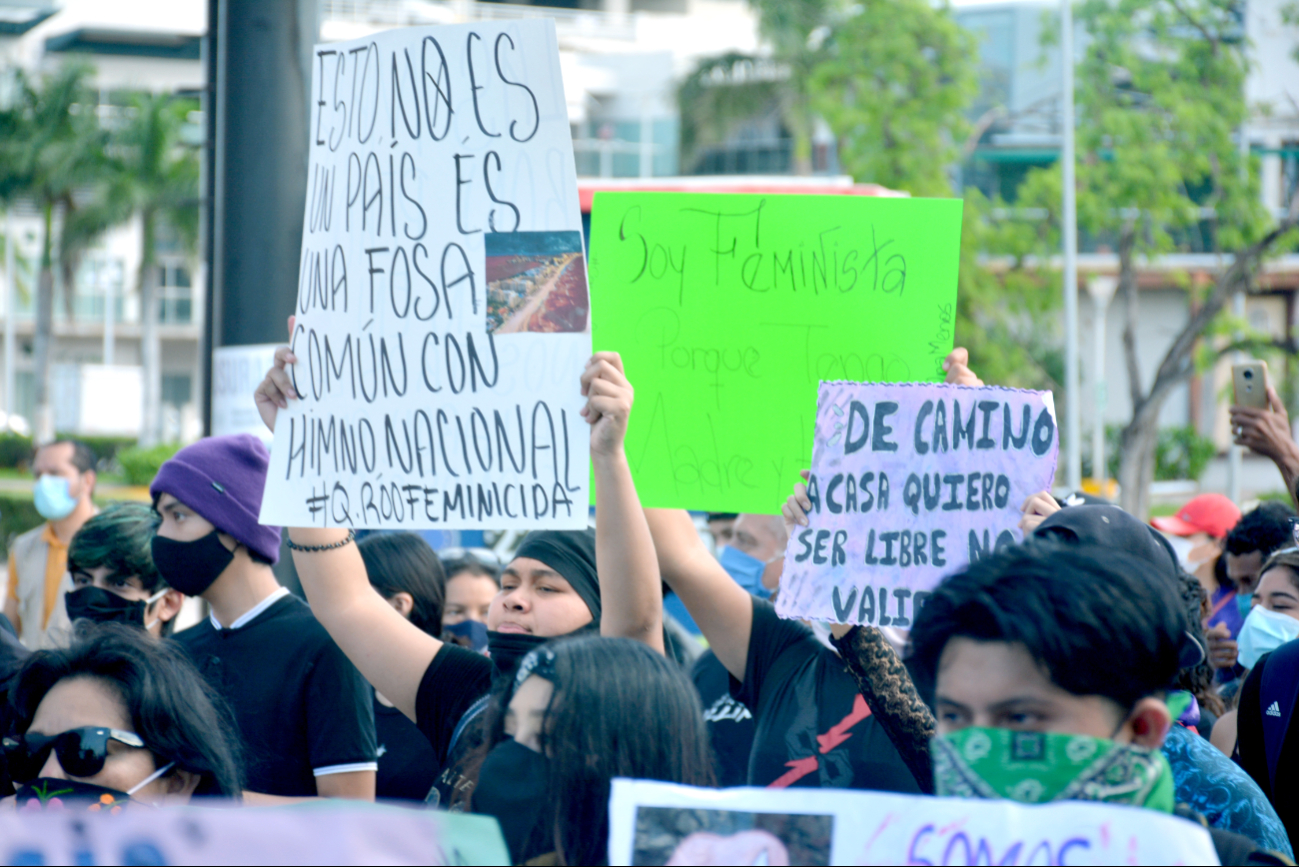  Refuerzan seguridad en Cancún para la marcha del 8M, Día Internacional de la Mujer   
