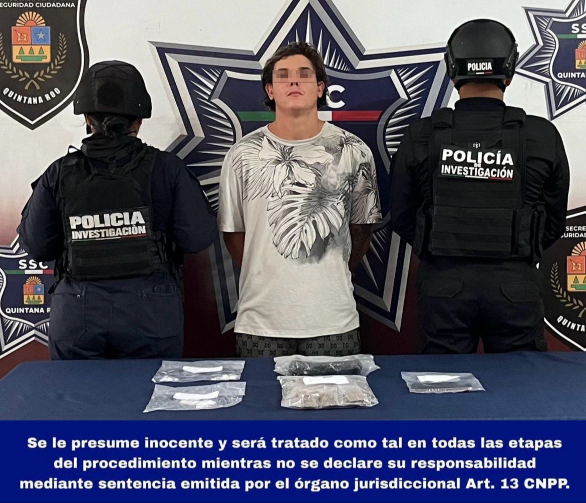 Detienen a Lester Yunion “N" por presunta posesión de droga en Cancún 