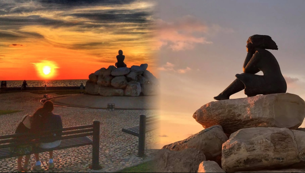 El monumento de La Novia del Mar cerca del Foro Ah Kim Pech aporta un toque legendario a los atardeceres. El monumento de La Novia del Mar cerca del Foro Ah Kim Pech aporta un toque legendario a los atardeceres.