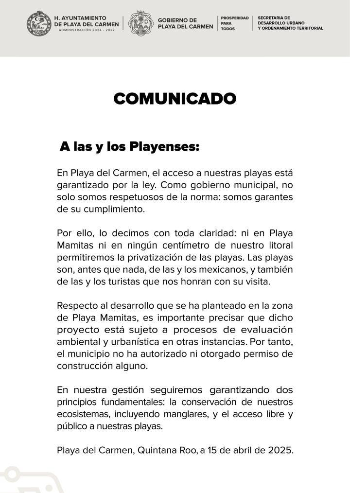 Ayuntamiento de Playa del Carmen aclara los rumores Ayuntamiento de Playa del Carmen aclara los rumores