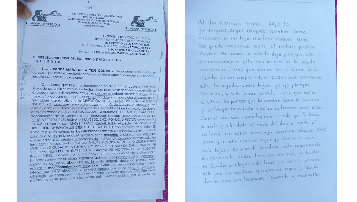 La afectada cuenta con documentos, como un testamento, que respaldan su versión y exige justicia La afectada cuenta con documentos, como un testamento, que respaldan su versión y exige justicia