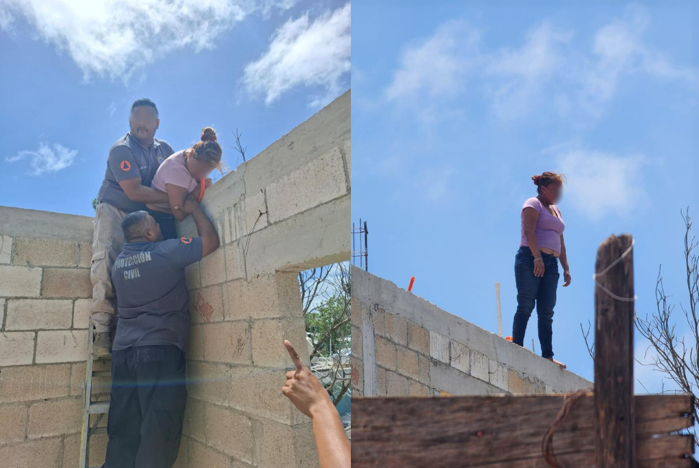 Evitan tragedia en Tulum: Mujer intenta suicidarse al querer lanzarse de una construcción   