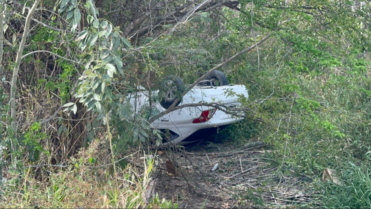 Una mujer perdió el control de su vehículo en la carretera Campeche–Chiná y volcó fuera del camino. Una mujer perdió el control de su vehículo en la carretera Campeche–Chiná y volcó fuera del camino.