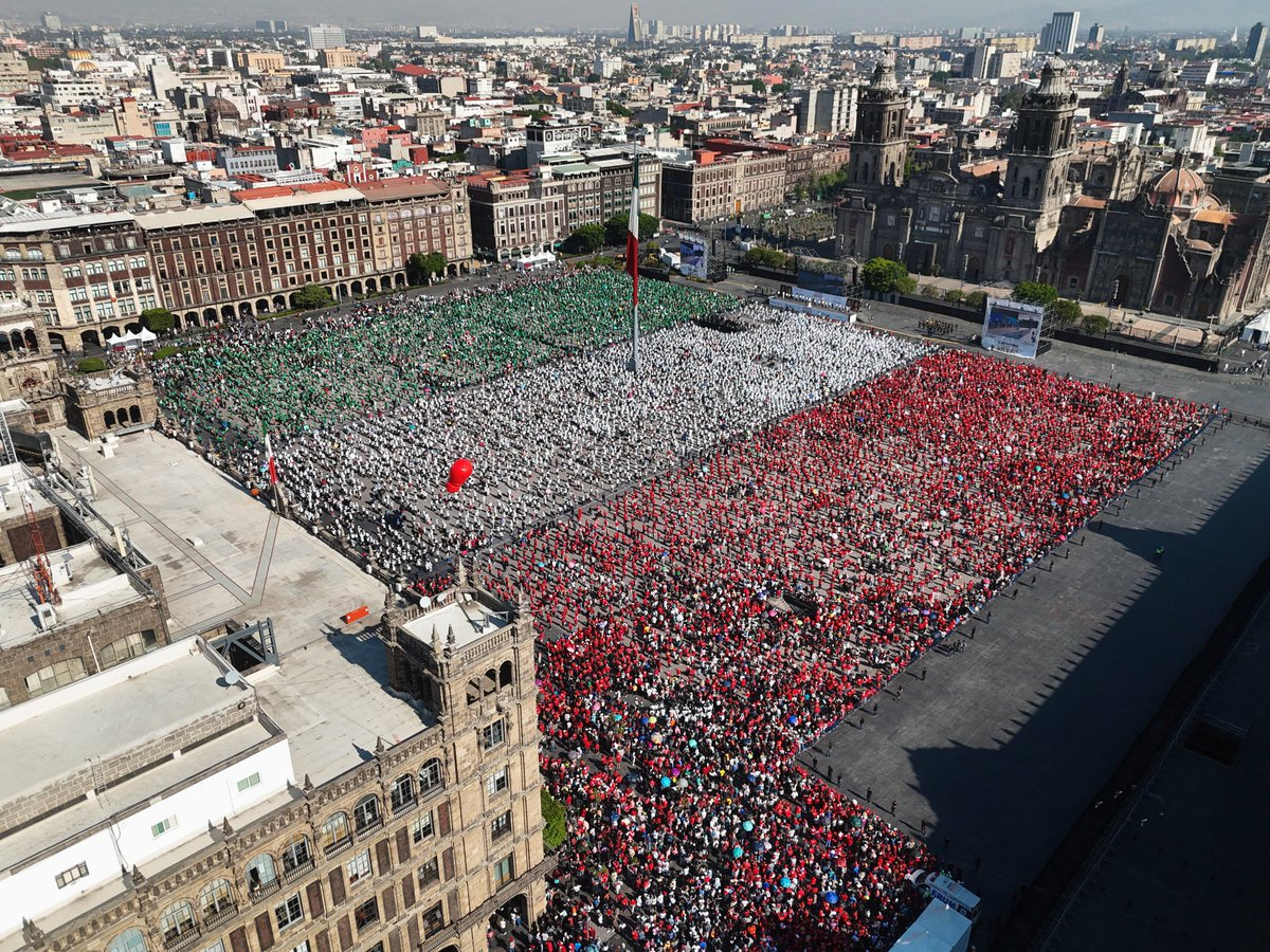 Foto aerea del zócalo de la CDMX