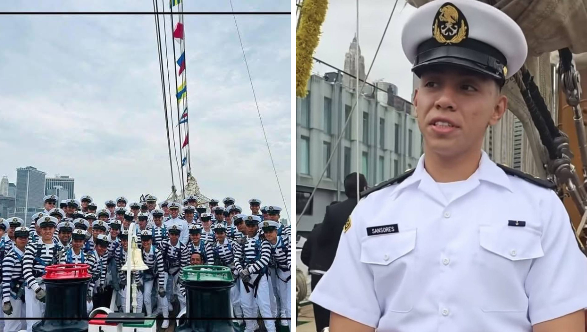 Un campechano entre los tripulantes del Velero Cuauhtémoc que chocó con el Puente de Brooklyn en Nueva York