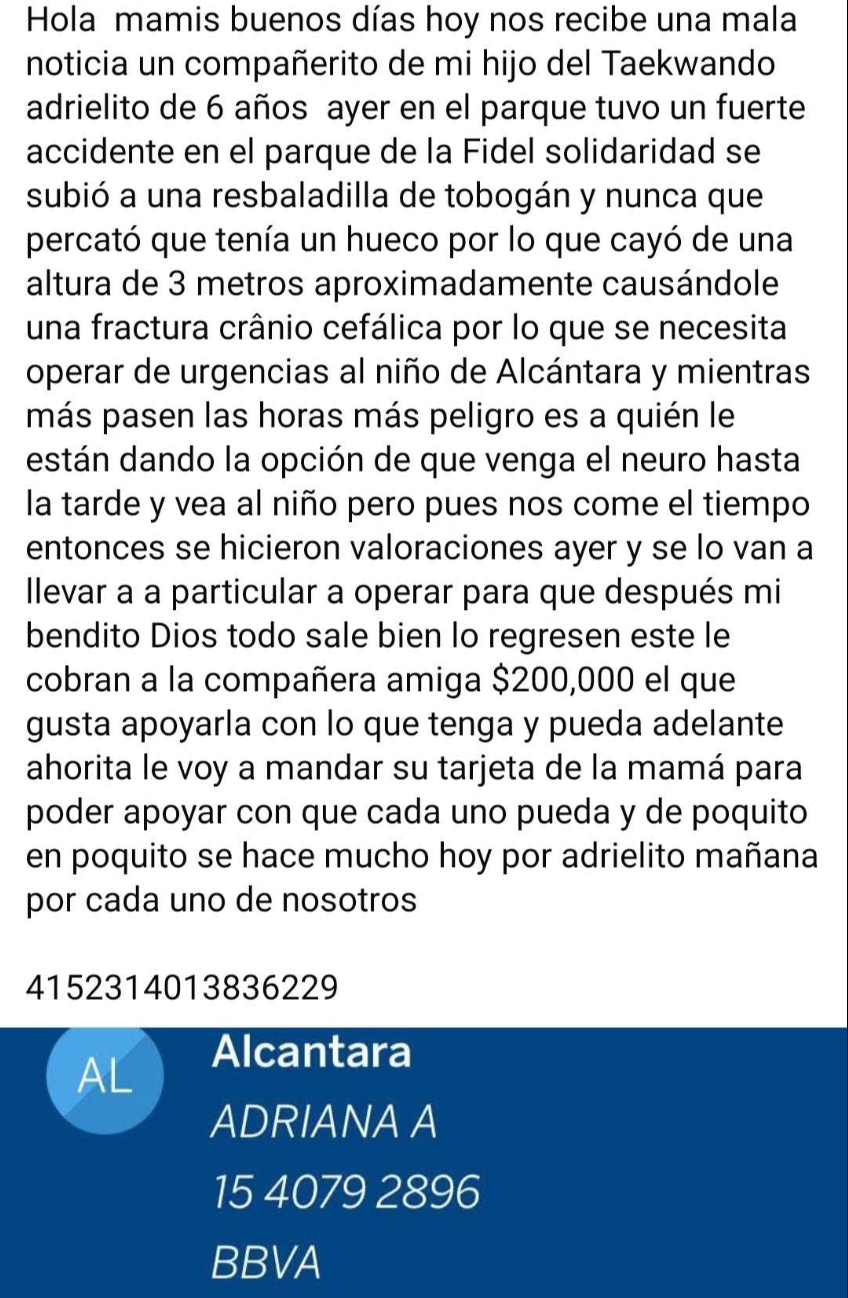 El juego tenía un hueco estructural no visible, lo que provocó que el menor cayera de una altura de tres metros. El juego tenía un hueco estructural no visible, lo que provocó que el menor cayera de una altura de tres metros.