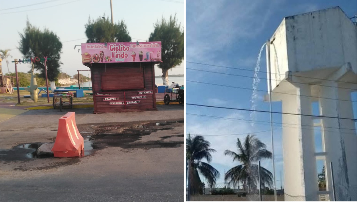 Habitantes de Sabancuy denuncian fuga constante de agua en tanque elevado Habitantes de Sabancuy denuncian fuga constante de agua en tanque elevado