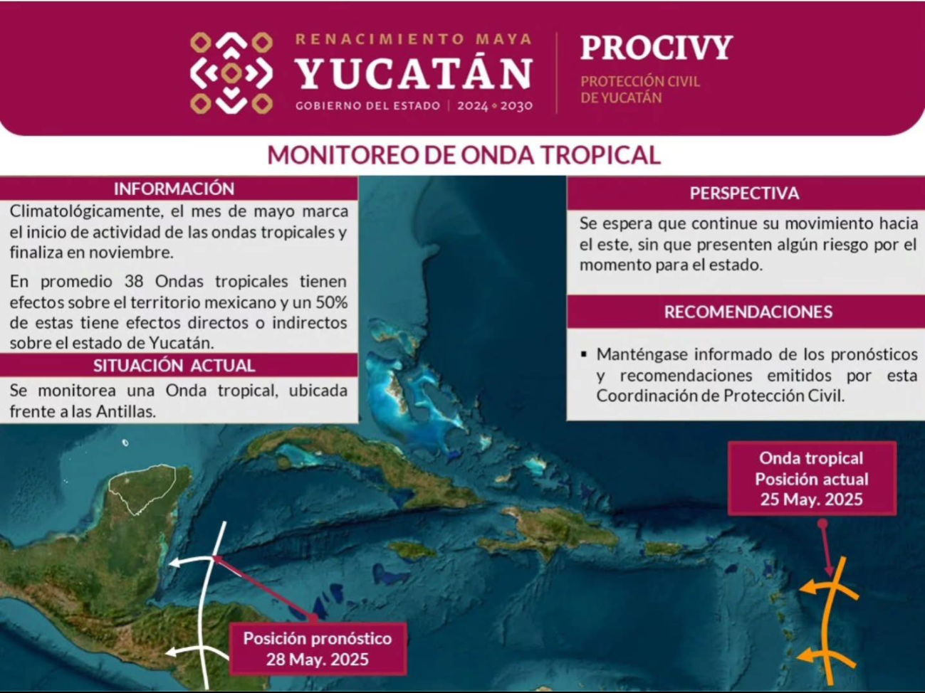 Monitorean primera onda tropical de la temporada 2025 Monitorean primera onda tropical de la temporada 2025