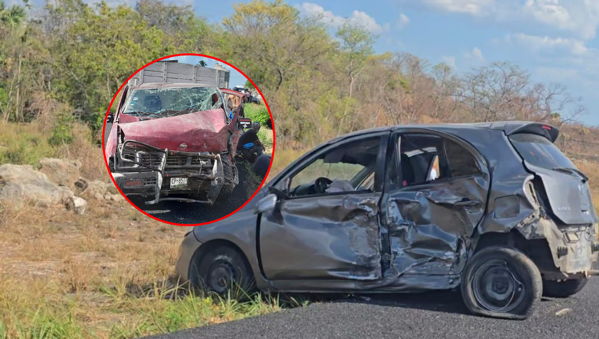 Dos lesionados tras accidente por rebase peligroso en carretera de Seybaplaya Dos lesionados tras accidente por rebase peligroso en carretera de Seybaplaya