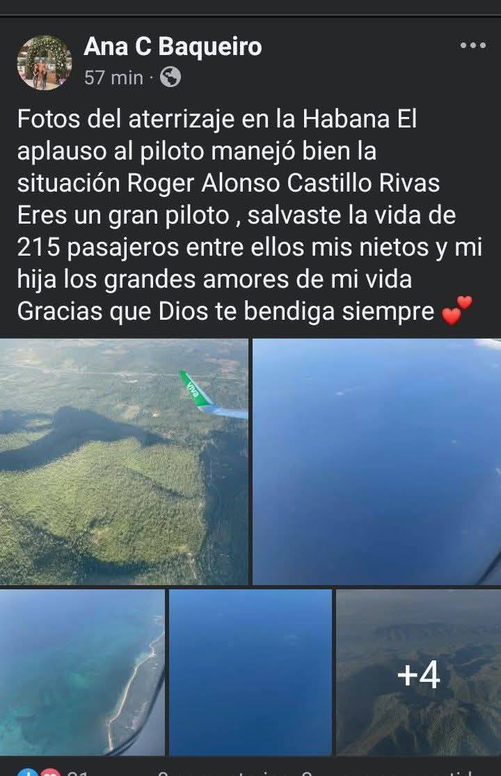 La residente de Mérida agradeció al piloto en redes sociales La residente de Mérida agradeció al piloto en redes sociales