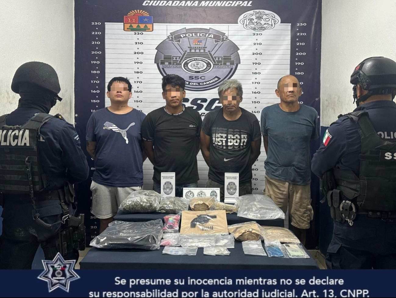 Con droga y armados detienen a cuatro hombres en Playa del Carmen