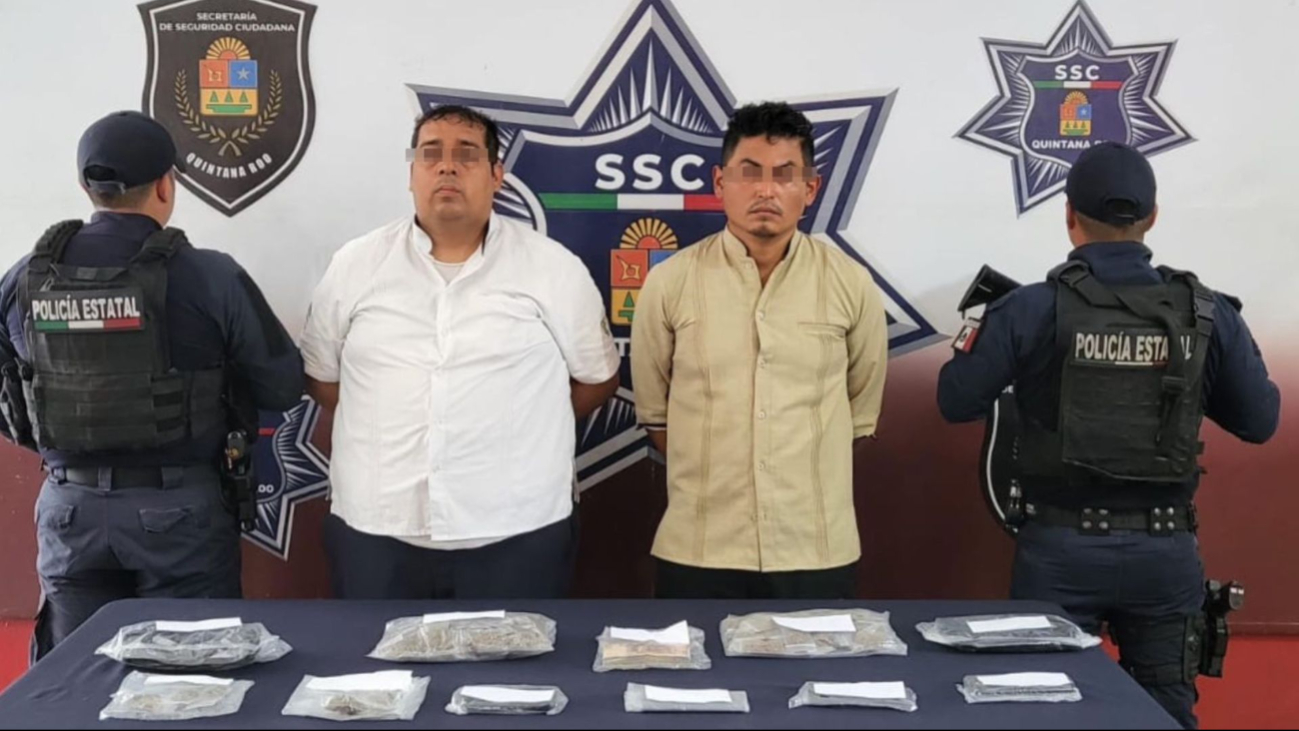 Con dinero y sustancias prohibidas fueron detenidos un taxista y otro hombre en Cancún 