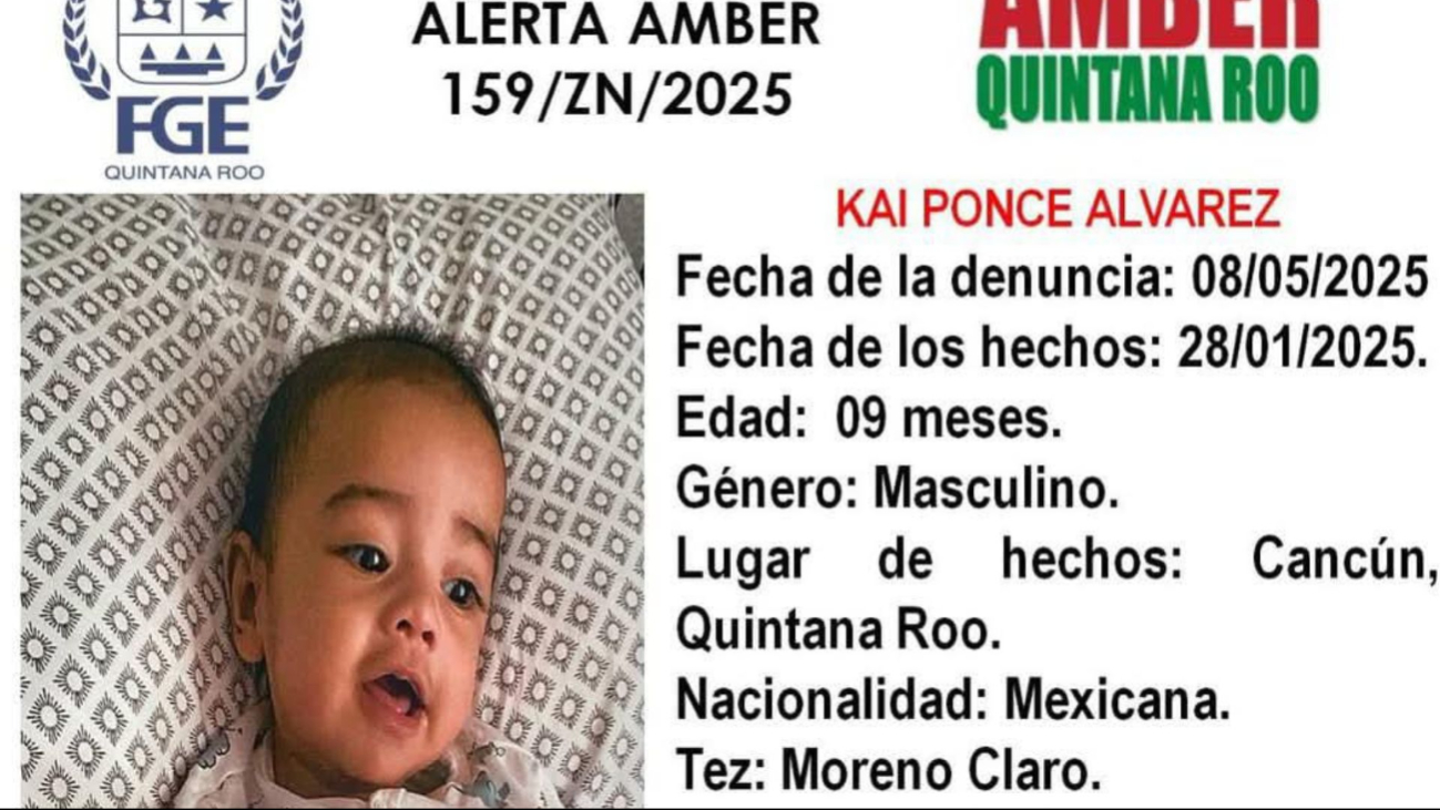 Lanzan Alerta Amber por la retención de un bebé en Cancún  