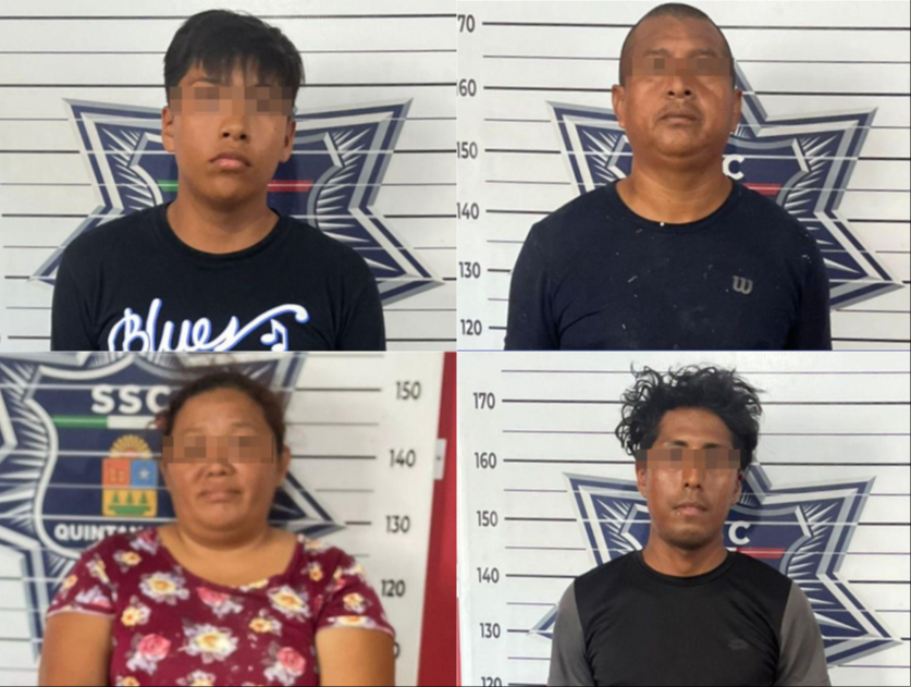 Los detenidos fueron identificados como Flavio "N", José Fernando "N" , Aarón Roberto "N" y Bartola "N"