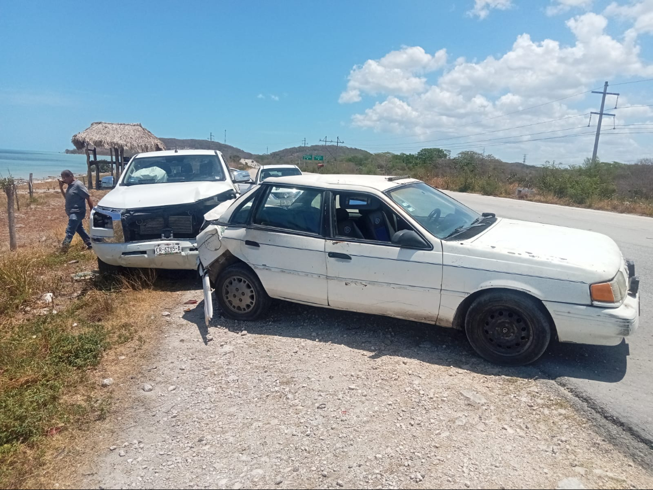 Ebrio provoca accidente en la carretera Campeche–Champotón