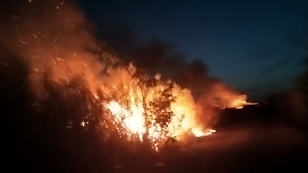 Se registró un incendio la noche del 1 de junio en la carretera estatal Isla Arena–Tankuché, en el municipio de Calkiní