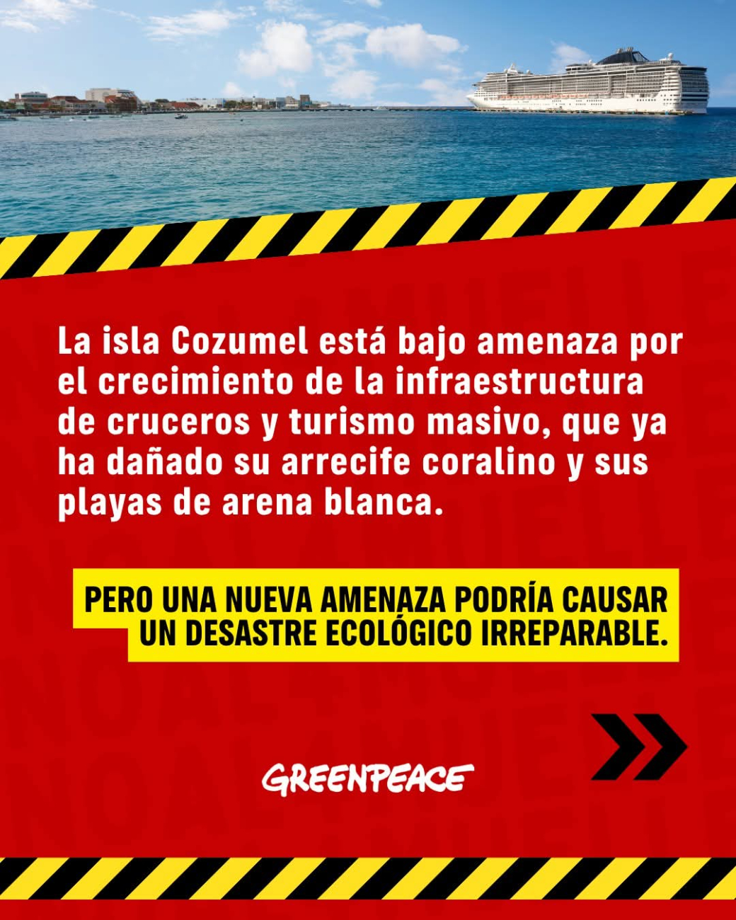 Greenpace México, lanzó el llamado “Cozumel está en peligro”, así como solicitar firmas de apoyo contra el proyecto Greenpace México, lanzó el llamado “Cozumel está en peligro”, así como solicitar firmas de apoyo contra el proyecto