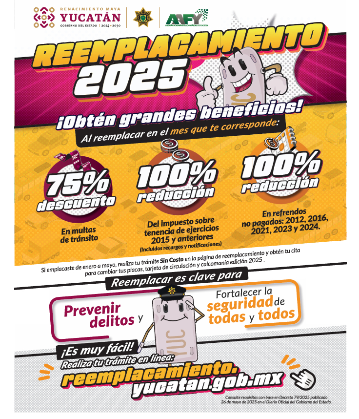 Recibe descuentos en el reemplacamiento 2025 Yucatán Recibe descuentos en el reemplacamiento 2025 Yucatán