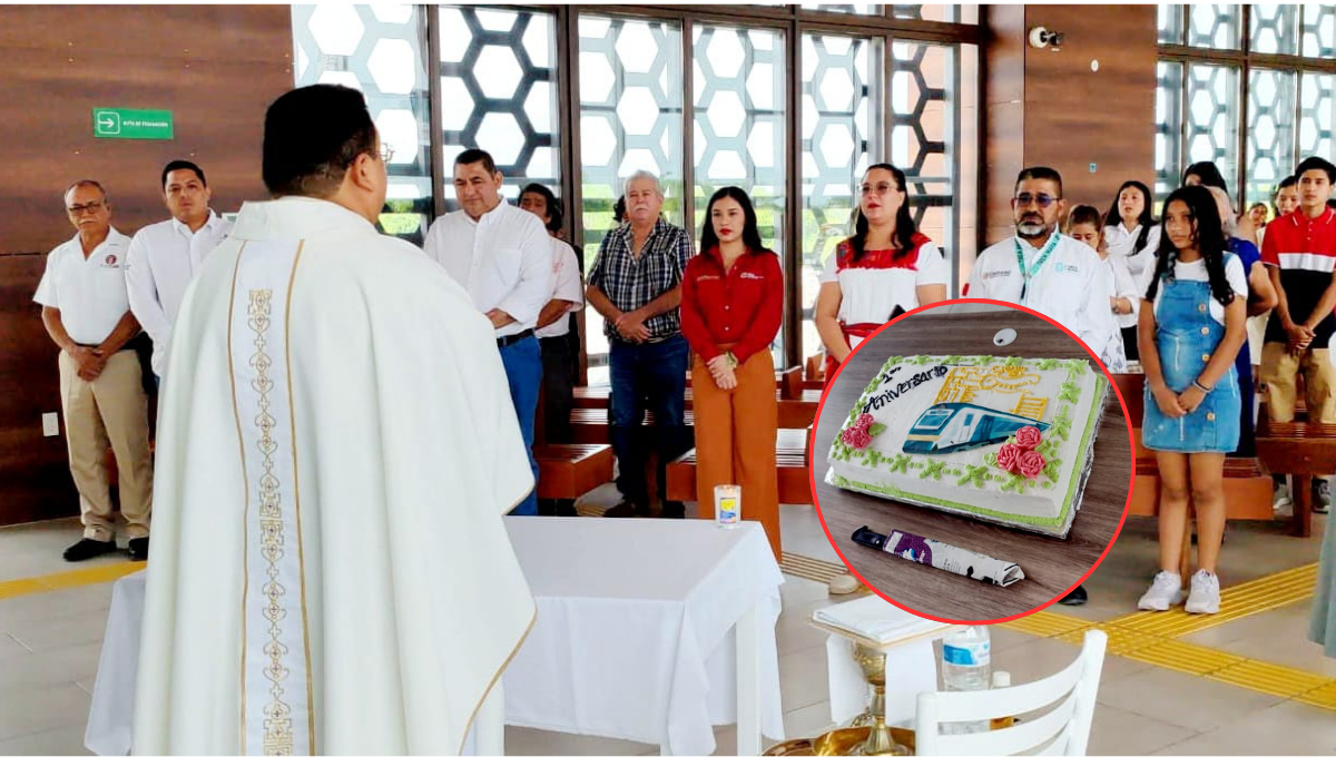 Con misa, danzas y corte de pastel celebran el primer aniversario de la estación del Tren Maya en Candelaria