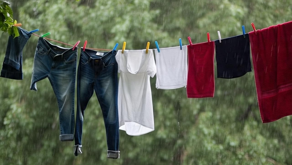 Las lluvias suelen provocar que la ropa no pueda ser lavada Las lluvias suelen provocar que la ropa no pueda ser lavada