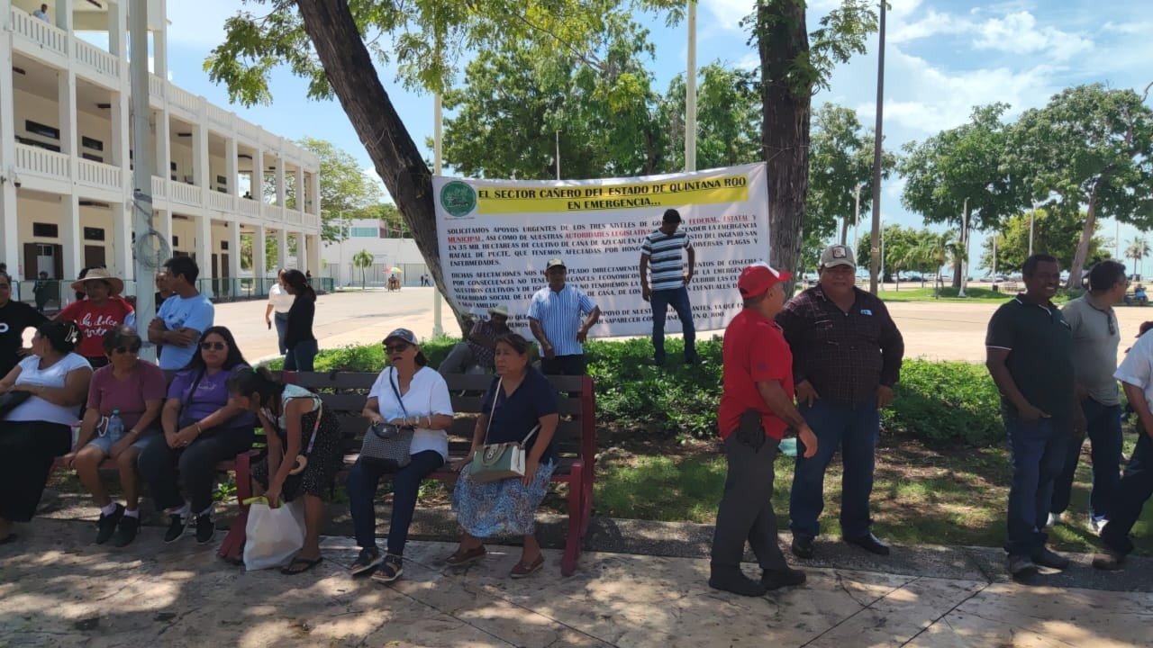 Los manifestantes se instalaron a las afueras del edificio con mantas. Los manifestantes se instalaron a las afueras del edificio con mantas.