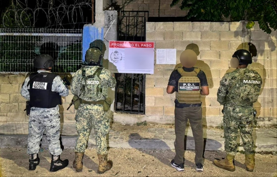 Ejército, Marina, Guardia Nacional y Policía de Investigación participaron en los cateos.